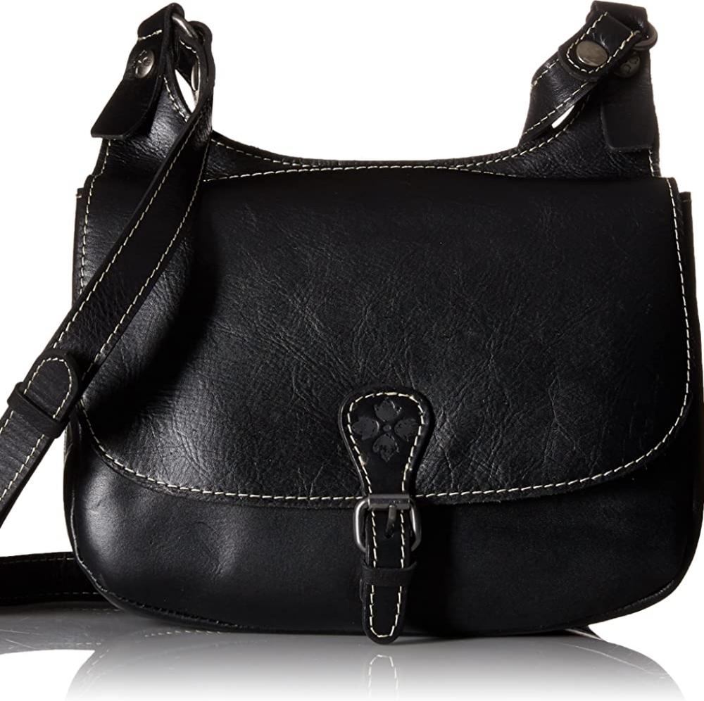 Patricia Nash London Crossbody Saddlebag Leather Bag Purse Black